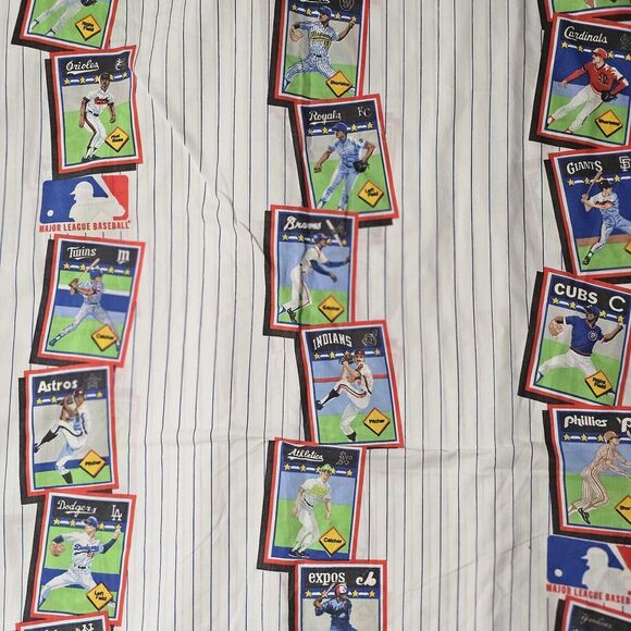 Vintage Baseball Cards Flat Bedsheet Twin Size 92" x 66" 80s 90s MLB Collectors - Picture 3 of 11